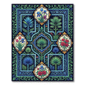 Emerald Blue Floral Garden Frame Rug