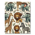 Whimsical Safari Animals in Boho Tones Rug