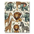 Whimsical Safari Animals in Boho Tones Rug