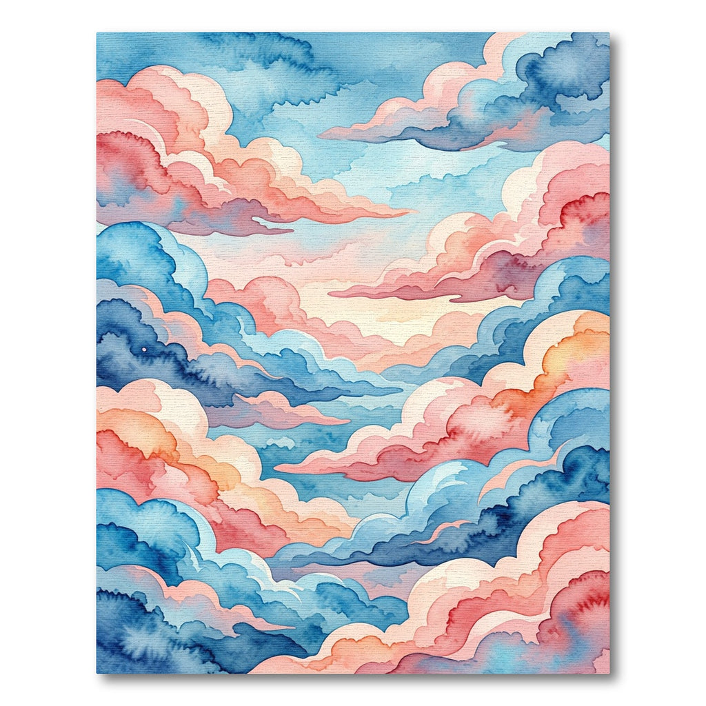 Watercolor Pink and Azure Cloudscape Rug