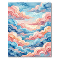Watercolor Pink and Azure Cloudscape Rug