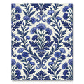 Navy Blue Cornflower Floral Scroll Rug