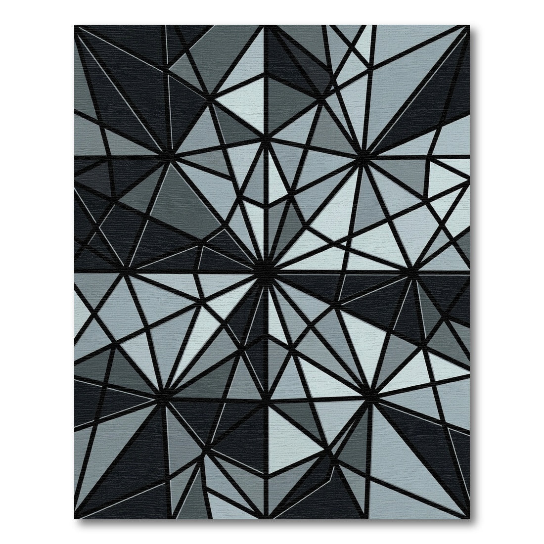 Monochrome Geometric Angular Abstract Facet Rug