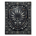 Ornate Silver Heraldic Crest Rug