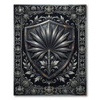 Ornate Silver Heraldic Crest Rug