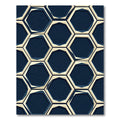 Navy and Cream Geometric Hexagon Rug