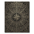 Gilded Compass Mandala Gold Black Art Rug