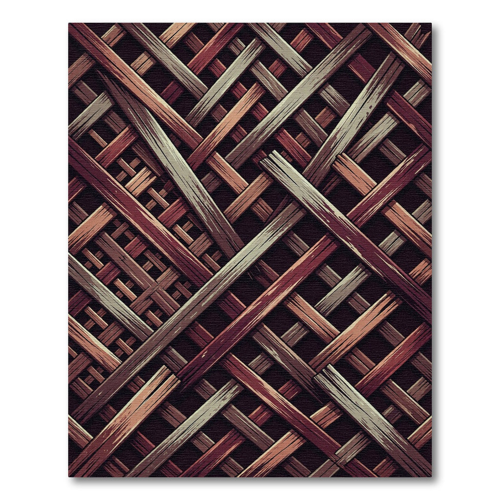 Interwoven Wooden Plank Lattice Earthy Tones Rug