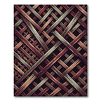 Interwoven Wooden Plank Lattice Earthy Tones Rug