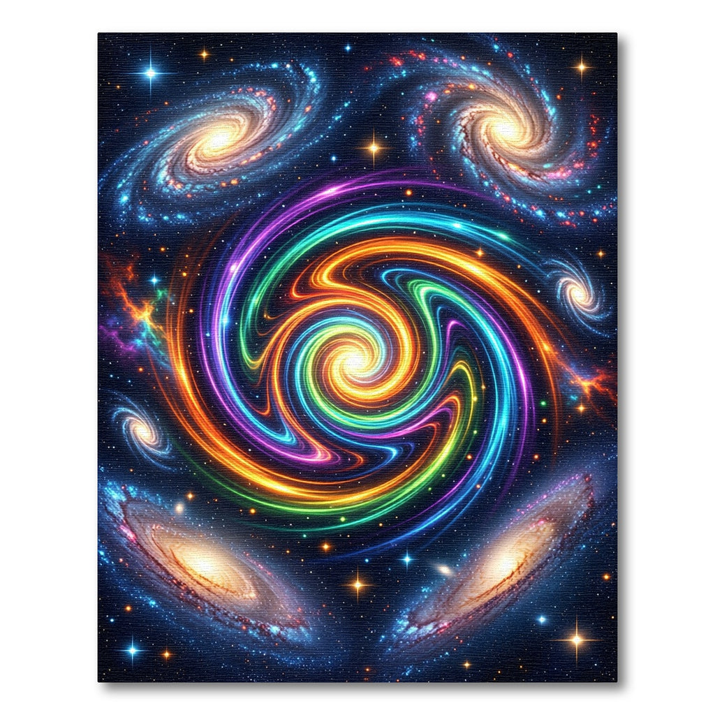 Vibrant Cosmic Swirl Galaxy Orbs Rug