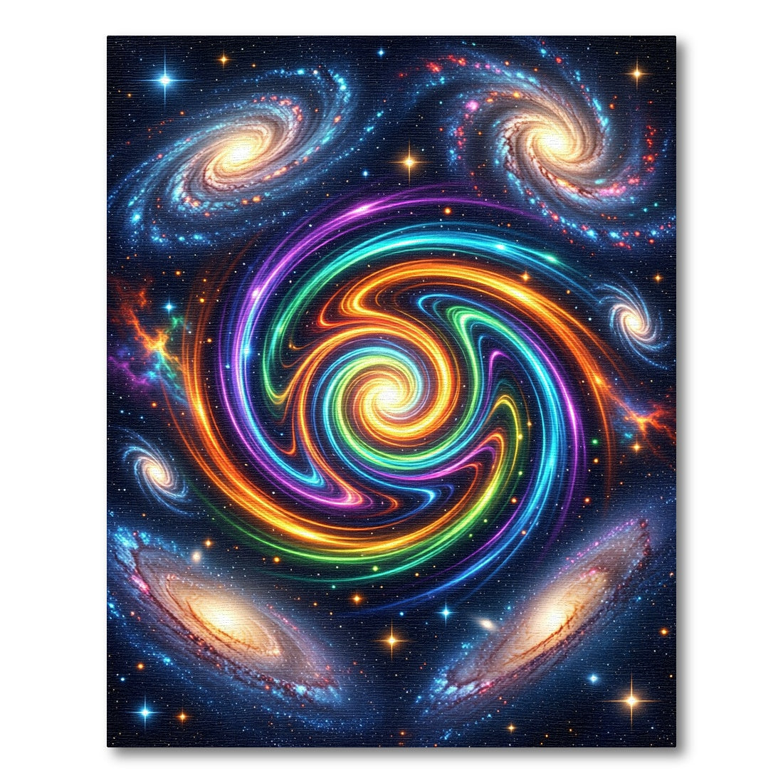 Vibrant Cosmic Swirl Galaxy Orbs Rug