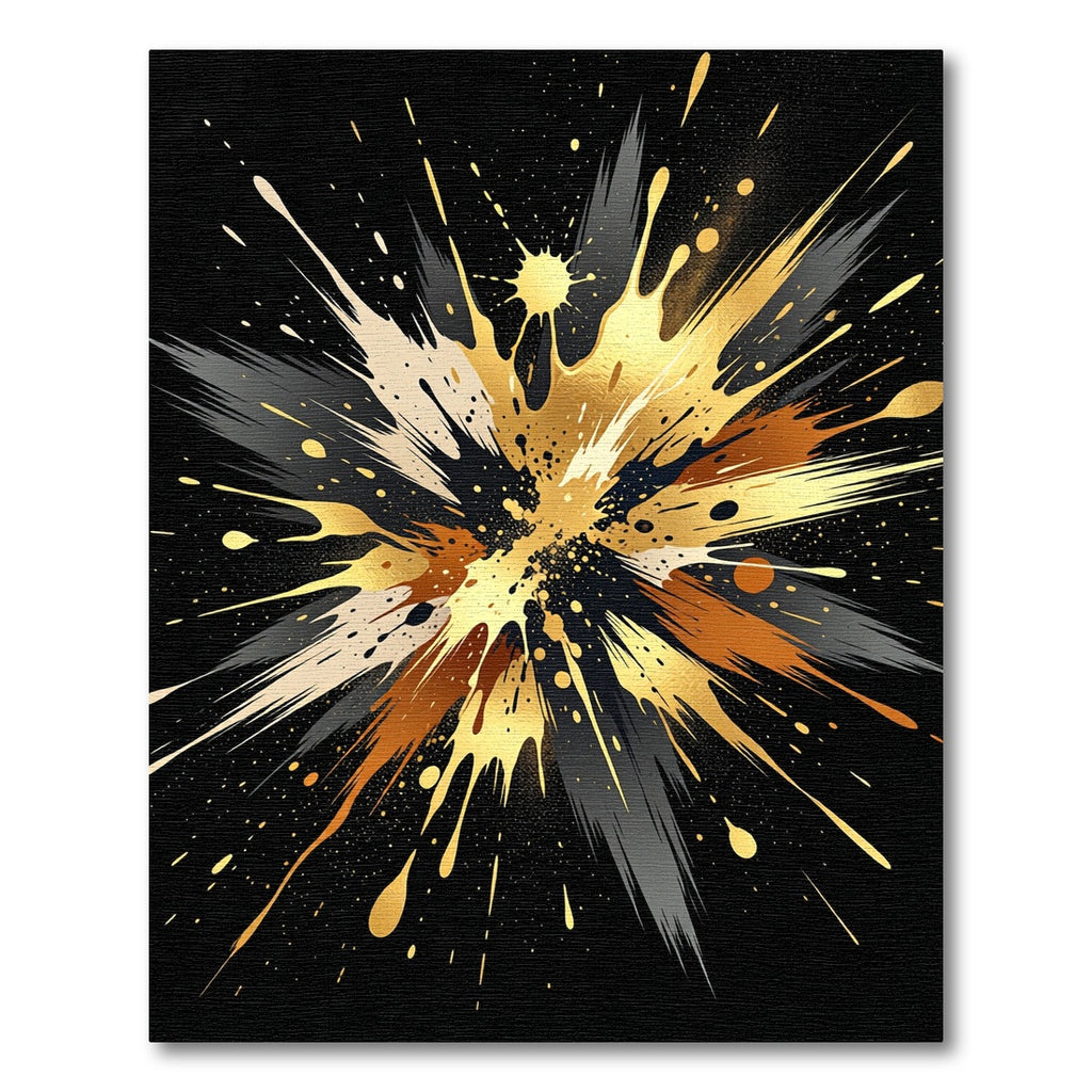Metallic Gold and Black Abstract Explosion Rug