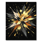 Metallic Gold and Black Abstract Explosion Rug