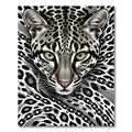 Striking Black White Leopard Portrait Rug