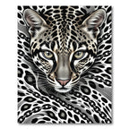 Striking Black White Leopard Portrait Rug