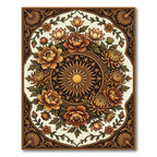Golden Sun Floral Medallion Art Rug