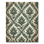 Emerald Damask Botanical Scroll Art Rug