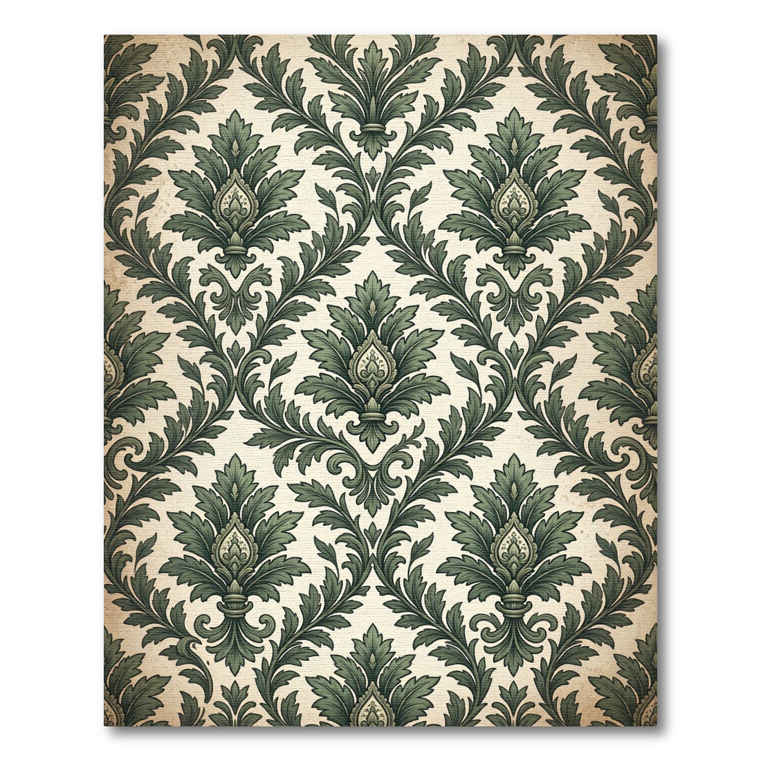 Emerald Damask Botanical Scroll Art Rug