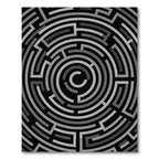 Modern Monochromatic Circular Labyrinth Ring Rug