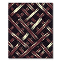 Crimson and Cream Interwoven Grid Rug