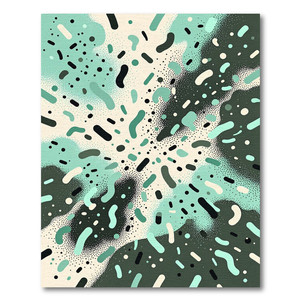 Abstract Teal Speckled Blob Scatter Rug