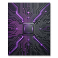 Cyber Neon Circuit Board Digital Art Rug