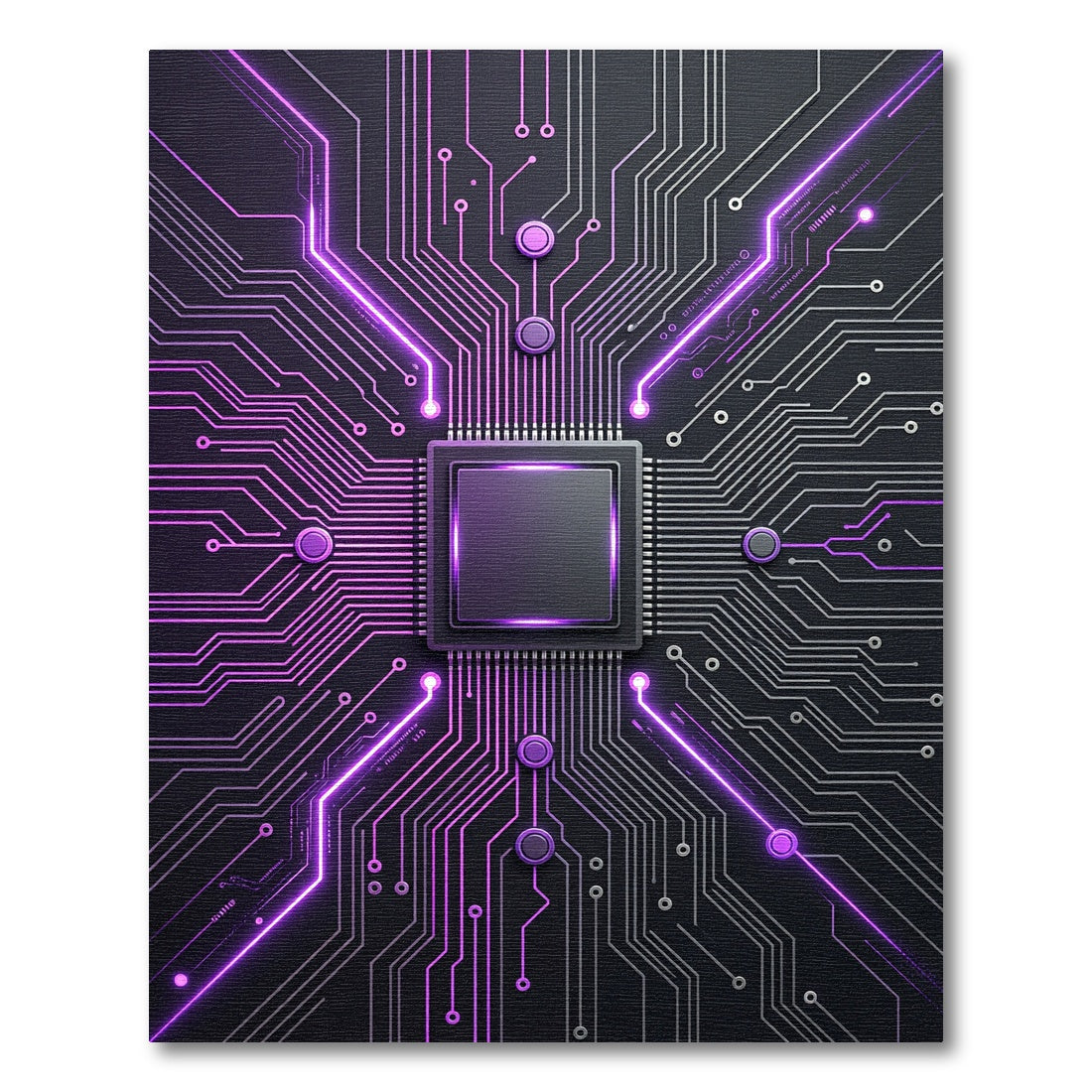 Cyber Neon Circuit Board Digital Art Rug