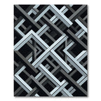 Monochromatic Geometric Interlocking Frame Grid Rug