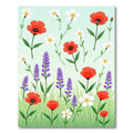 Whimsical Red Poppy Lavender Garden Rug