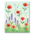 Whimsical Red Poppy Lavender Garden Rug
