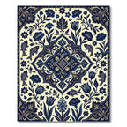 Indigo Floral Medallion with Swimming Fish Rug