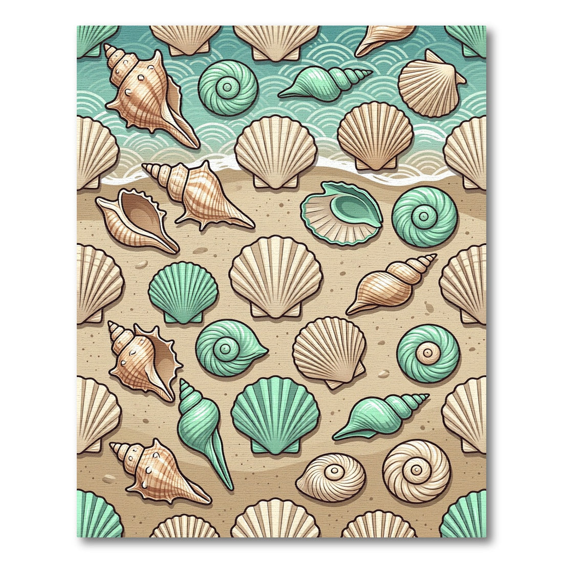 Coastal Seashell Assorted Beach Collection Rug
