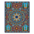 Vibrant Blue Orange Celestial Fountain Tile Rug