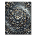 Celestial Gray Lotus Mandala Rug