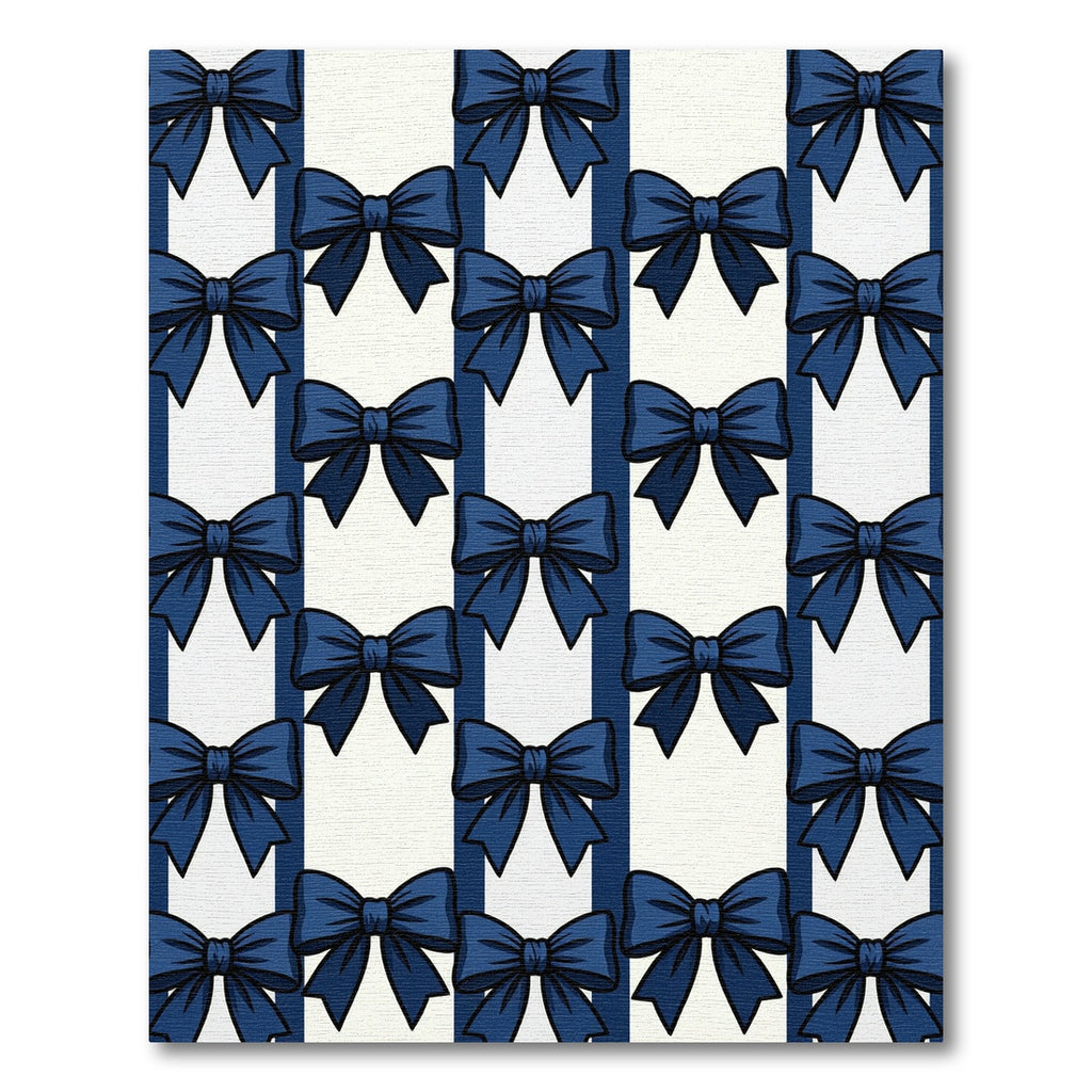 Elegant Navy Blue Bow Striped Rug