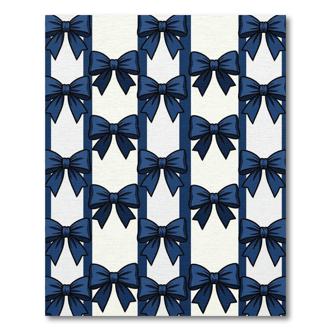 Elegant Navy Blue Bow Striped Rug