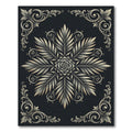 Elegant Charcoal Monochrome Botanical Rose Rug