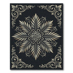Elegant Charcoal Monochrome Botanical Rose Rug