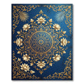 Navy Gold Lotus Floral Medallion Rug
