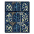 Ornate Midnight Blue Filigree Arch Tapestry Rug