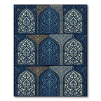 Ornate Midnight Blue Filigree Arch Tapestry Rug