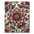 Blush Pink Dahlia Botanical Illustration Rug
