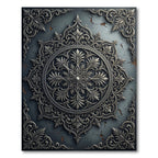 Ornate Silver Floral Medallion Charcoal Rug