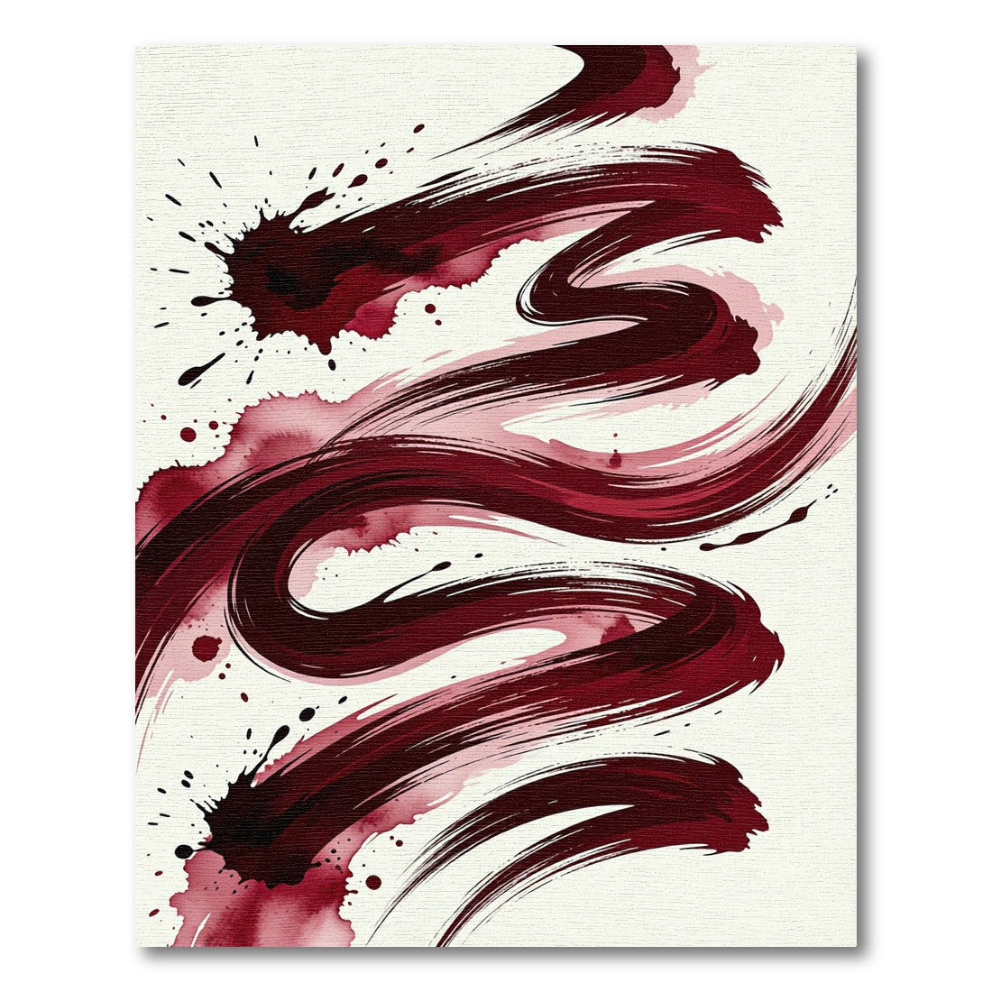 Crimson Ink Splatter Brush Stroke Rug