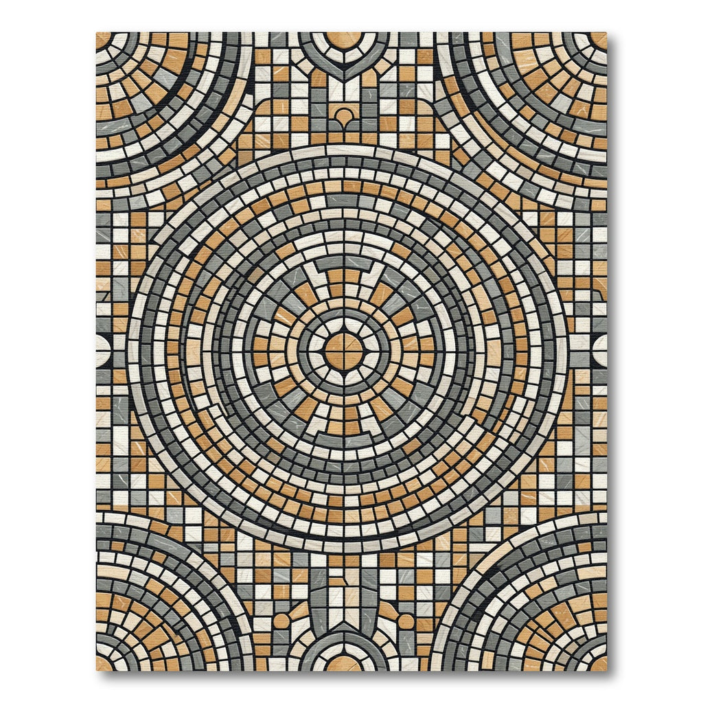 Tiled Mosaic Circular Sunburst Rug