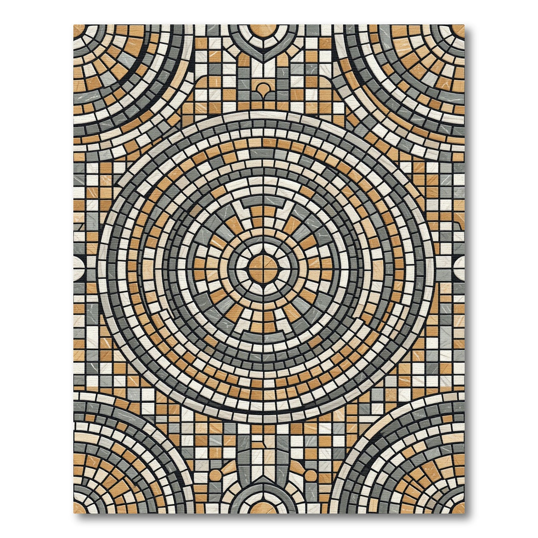 Tiled Mosaic Circular Sunburst Rug