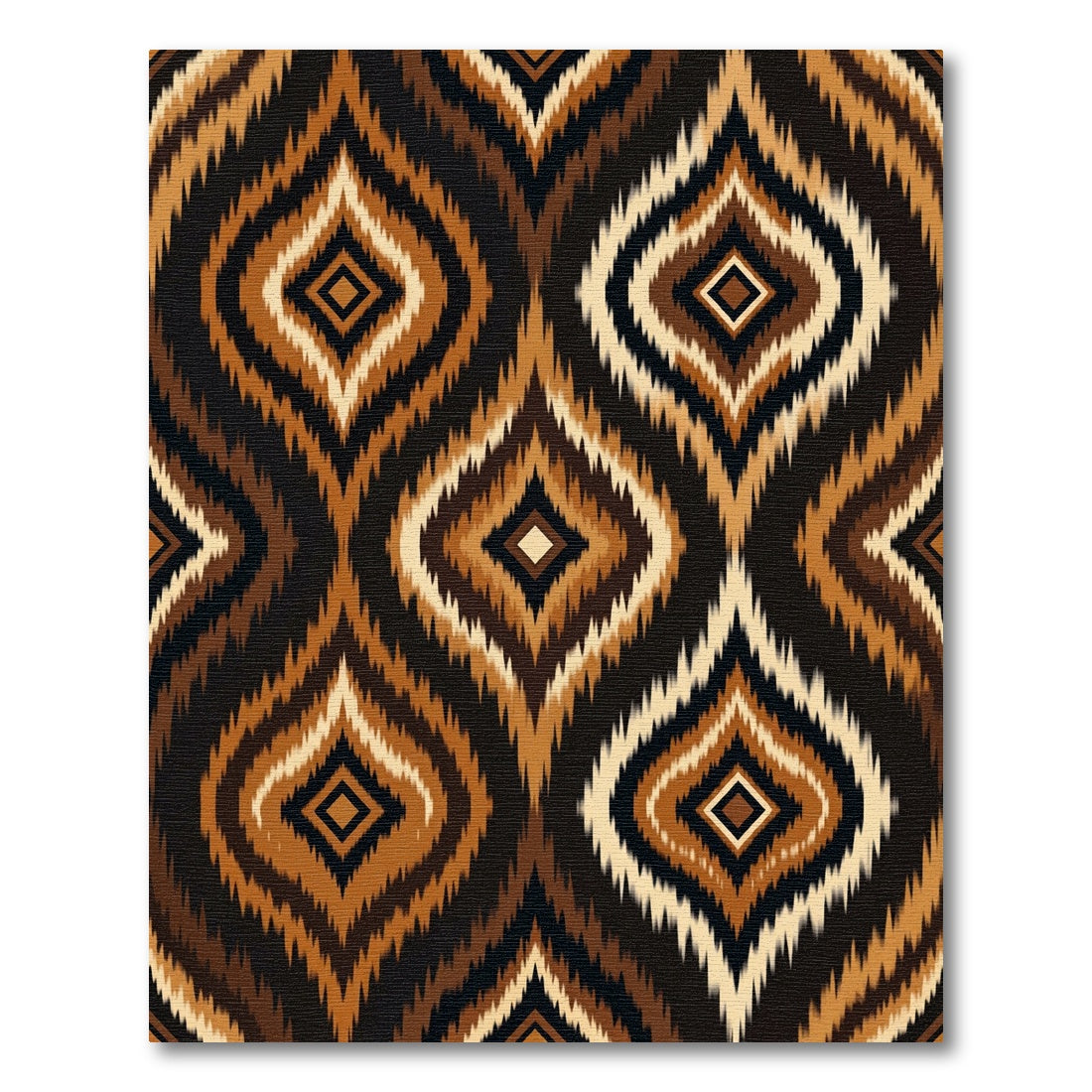 Earthy Brown Ikat Diamond Weaver Rug