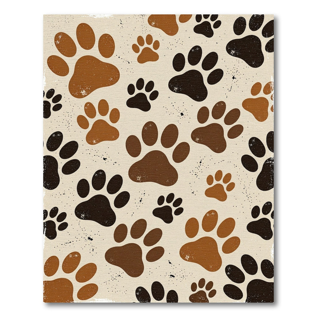 Neutral Earthy Tone Paw Animal Art Rug