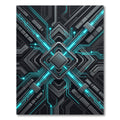 Luminous Cybernetic Circuitry Geometric Grid Rug
