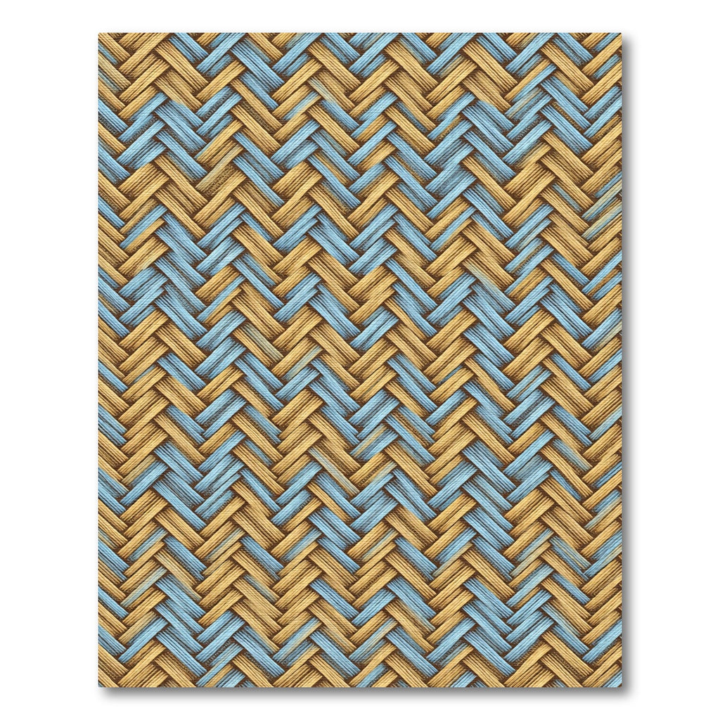 Tan Blue Herringbone Woven Rug